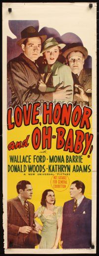 2a014 LOVE, HONOR & OH BABY! long Aust daybill '40 Wallace Ford, Mona Barrie, Donald Woods!