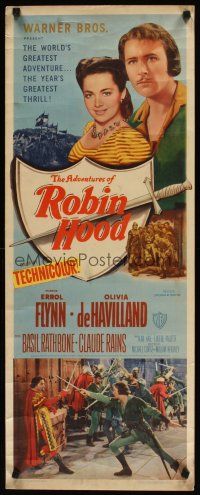 2a041 ADVENTURES OF ROBIN HOOD insert R48 Errol Flynn as Robin Hood, Olivia De Havilland