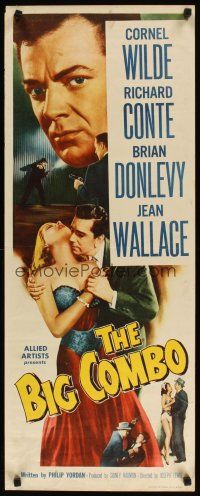 2a091 BIG COMBO insert '55 Cornel Wilde & sexy Jean Wallace, classic film noir!