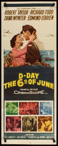 2a182 D-DAY THE SIXTH OF JUNE insert '56 romantic art of Robert Taylor & sexy Dana Wynter in WWII!