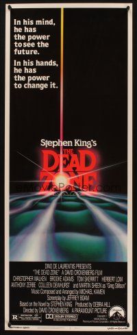 2a183 DEAD ZONE insert '83 David Cronenberg, Stephen King, he has the power to see the future!
