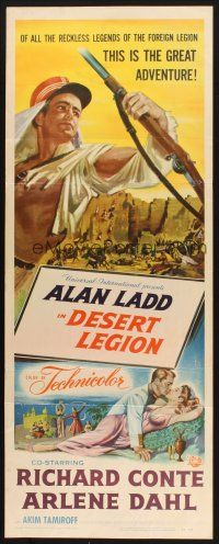 2a188 DESERT LEGION insert '53 art of Alan Ladd in the French Foreign Legion & sexy Arlene Dahl!