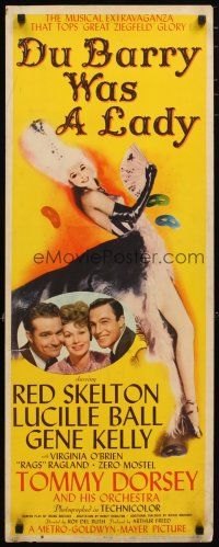 2a199 DU BARRY WAS A LADY insert '43 Red Skelton, Gene Kelly & wonderful art of sexy Lucille Ball!