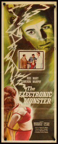 2a204 ELECTRONIC MONSTER insert '60 Rod Cameron, artwork of sexy girl shocked by electricity!
