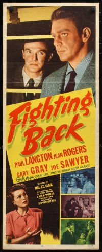 2a224 FIGHTING BACK insert '48 Paul Langton, Jean Rogers, Gary Gray, Joe Sawyer & Tommy Ivo!