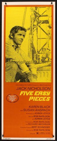 2a228 FIVE EASY PIECES insert '70 great close up of Jack Nicholson, directed by Bob Rafelson!