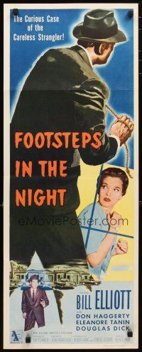 2a233 FOOTSTEPS IN THE NIGHT insert '57 the curious case of the careless strangler!