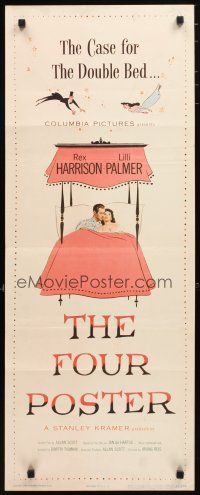 2a236 FOUR POSTER insert '52 art of Rex Harrison & Lilli Palmer together in bed!