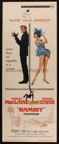 2a247 GAMBIT insert '67 art of Shirley MacLaine & Michael Caine preparing for crime!