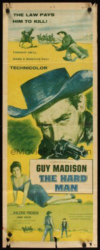 2a279 HARD MAN insert '57 art of Guy Madison with revolver, Valerie French!