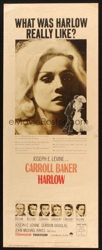 2a280 HARLOW insert '65 close portrait of Carroll Baker in the title role!