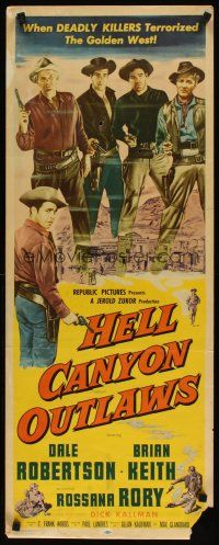 2a287 HELL CANYON OUTLAWS insert '57 Dale Robertson, Keith, deadly killer terrorizing The West!