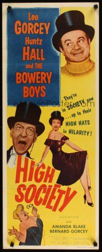 2a296 HIGH SOCIETY insert '55 William Beaudine, Leo Gorcey, Huntz Hall & The Bowery Boys!