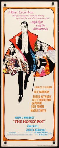 2a298 HONEY POT insert '67 cool colorful art of Rex Harrison & Susan Hayward!