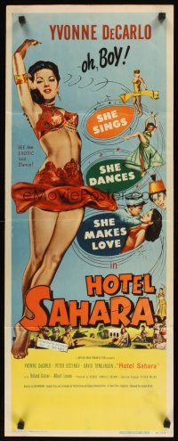 2a302 HOTEL SAHARA insert '51 full-length artwork of sexy exotic veil dancer Yvonne De Carlo!