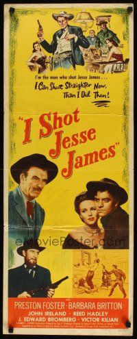 2a313 I SHOT JESSE JAMES insert '49 directed by Sam Fuller, Preston Foster, Barbara Britton!
