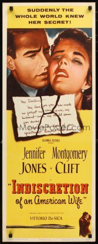 2a324 INDISCRETION OF AN AMERICAN WIFE insert '54 De Sica, Jennifer Jones, Montgomery Clift!