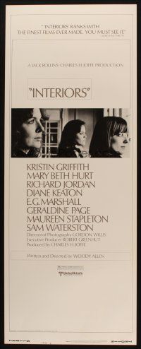 2a325 INTERIORS style B insert '78 Keaton, Mary Beth Hurt, E.G. Marshall, directed by Woody Allen!