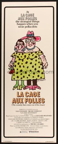 2a363 LA CAGE AUX FOLLES insert '79 Ugo Tognazzi, great wacky cross-dressing art by Lou Myers!