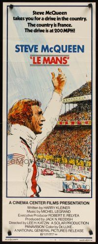 2a381 LE MANS insert '71 best close up of race car driver Steve McQueen waving at fans!