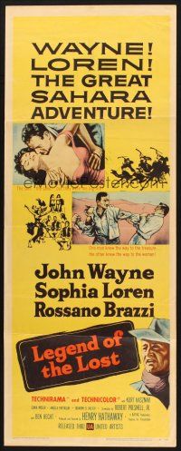 2a382 LEGEND OF THE LOST insert '57 romantic art of John Wayne tangling with sexiest Sophia Loren!