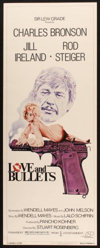 2a398 LOVE & BULLETS insert '79 art of Charles Bronson, sexy Jill Ireland laying on gun!