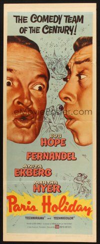 2a493 PARIS HOLIDAY insert '58 wacky close-up of comedy team Bob Hope & Fernandel!