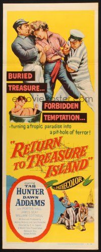 2a546 RETURN TO TREASURE ISLAND insert '54 Tab Hunter & desperate men with sexy Dawn Addams!