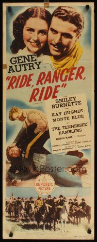 2a551 RIDE RANGER RIDE insert R44 cowboy Gene Autry, Smiley Burnette, Kay Hughes!
