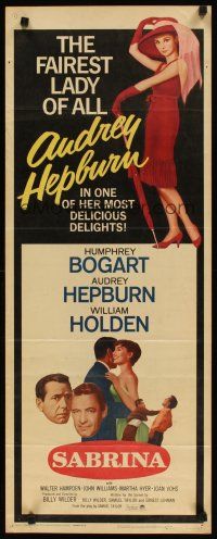 2a567 SABRINA insert R65 Audrey Hepburn, Humphrey Bogart, William Holden, Billy Wilder