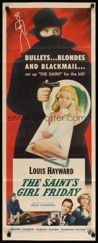 2a570 SAINT'S GIRL FRIDAY insert '54 blondes and bullets can't stop Louis Hayward, sexy Diana Dors!