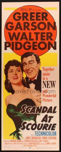 2a578 SCANDAL AT SCOURIE insert '53 great close up art of Greer Garson + Walter Pidgeon!