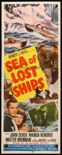 2a586 SEA OF LOST SHIPS insert '53 John Derek adventures to the frozen Hell of the North Atlantic!
