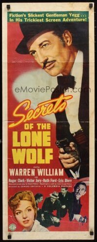 2a593 SECRETS OF THE LONE WOLF insert '41 detective Warren William gives lessons in larceny!
