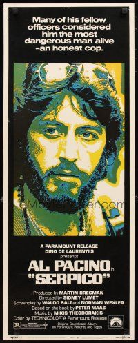 2a597 SERPICO insert '74 cool close up image of Al Pacino, Sidney Lumet crime classic!