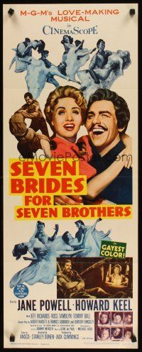 2a600 SEVEN BRIDES FOR SEVEN BROTHERS insert R62 art of Jane Powell & H. Keel, classic MGM musical!