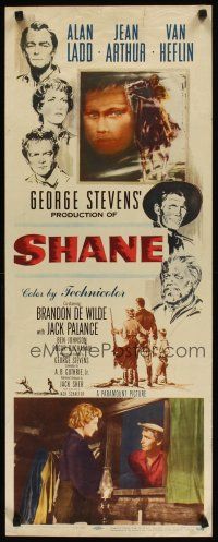 2a604 SHANE insert '53 most classic western, Alan Ladd, Jean Arthur, Van Heflin, Brandon De Wilde!