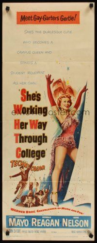 2a608 SHE'S WORKING HER WAY THROUGH COLLEGE insert '52 full-length Virginia Mayo, Ronald Reagan!