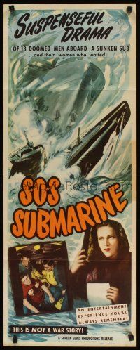 2a636 SOS SUBMARINE insert '48 story of 13 doomed men aboard a sunken sub & the women who waited!