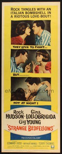 2a668 STRANGE BEDFELLOWS insert '65 Gina Lollobrigida & Hudson love to fight, but not at night!
