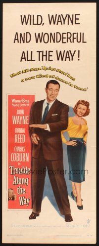 2a745 TROUBLE ALONG THE WAY insert '53 great full-length image of John Wayne with Donna Reed!