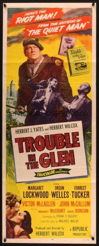2a746 TROUBLE IN THE GLEN insert '54 art of Orson Welles & Margaret Lockwood in Scotland!