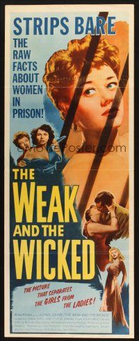 2a785 WEAK & THE WICKED insert '54 bad girl Diana Dors, strips bare raw facts of women in prison!