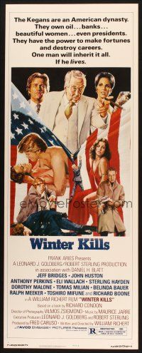 2a812 WINTER KILLS insert '79 John Solie art of Jeff Bridges, John Huston & Dorothy Malone!