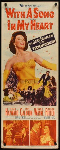 2a813 WITH A SONG IN MY HEART insert '52 artwork of elegant Susan Hayward as singer Jane Froman!