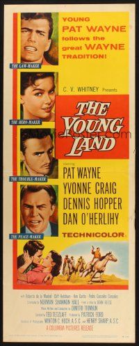 2a827 YOUNG LAND insert '58 Patrick Wayne, Yvonne Craig, Dennis Hopper, western cowboy art!