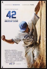 2b015 42 advance DS 1sh '13 baseball, image of Chadwick Boseman as Jackie Robinson sliding home!