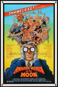 2b041 AMAZON WOMEN ON THE MOON 1sh '87 Joe Dante, cool wacky artwork of cast by William Stout!