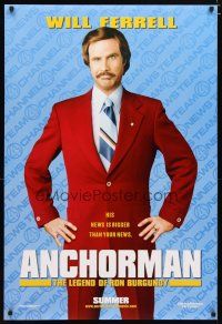 2b046 ANCHORMAN teaser DS 1sh '04 The Legend of Ron Burgundy, image of newscaster Will Ferrell!
