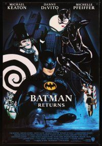 2b093 BATMAN RETURNS int'l 1sh '92 collage of Michael Keaton, Danny DeVito, Michelle Pfeiffer!